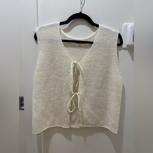 SALTI ROAD | Cream Knit Tie-Front Vest